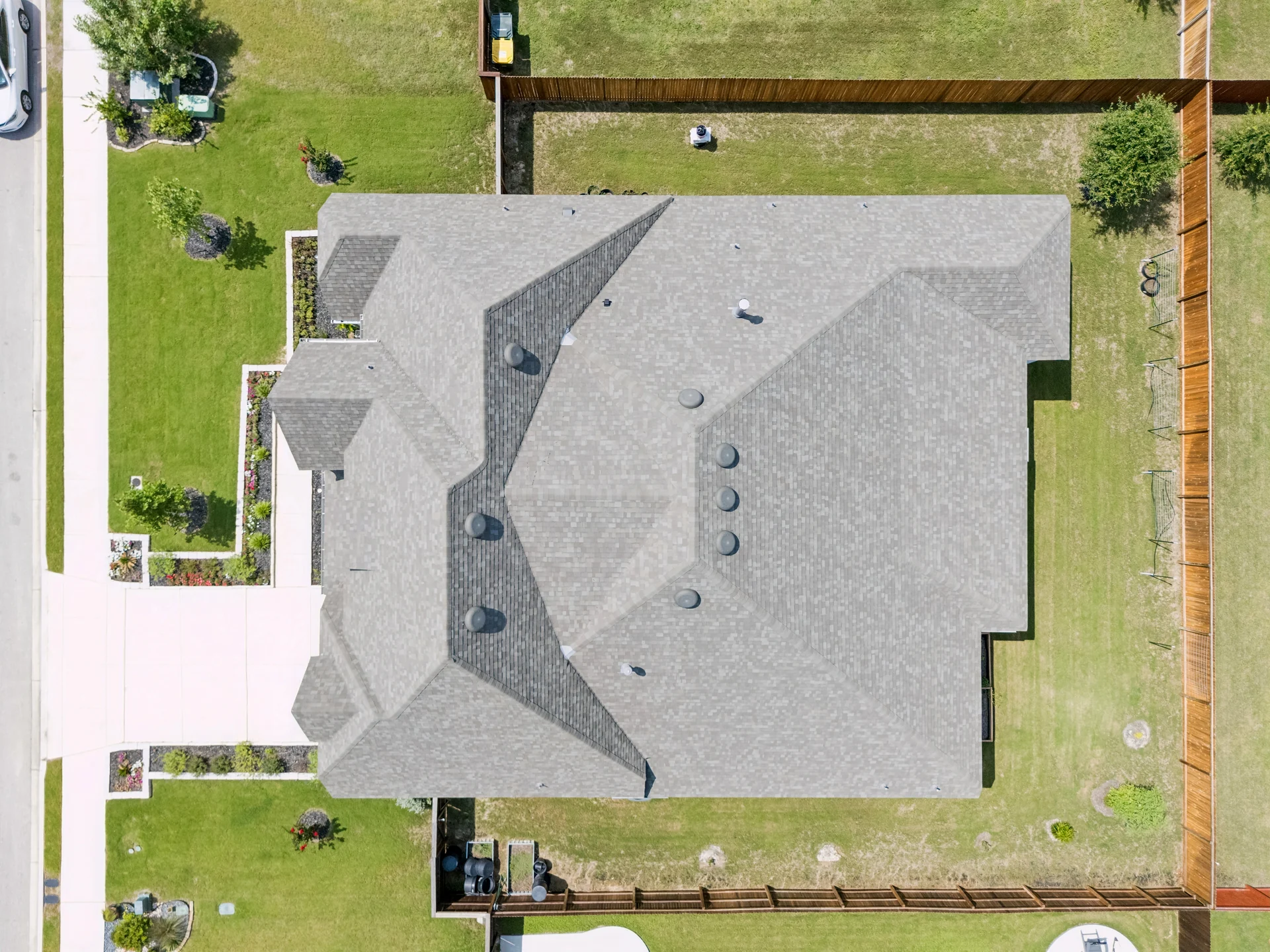 Overhead aerial of the home and surrounding lots